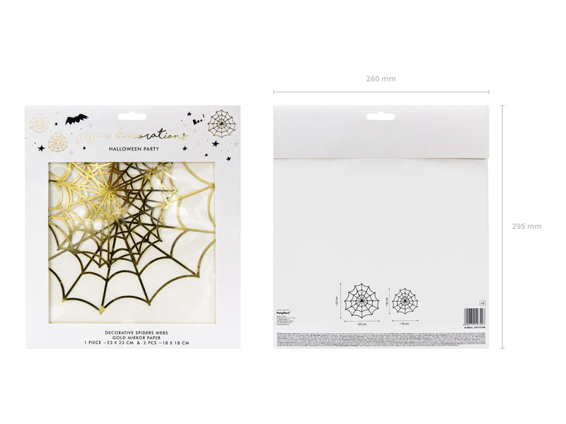 Papierdekoration - Spinnennetze, gold