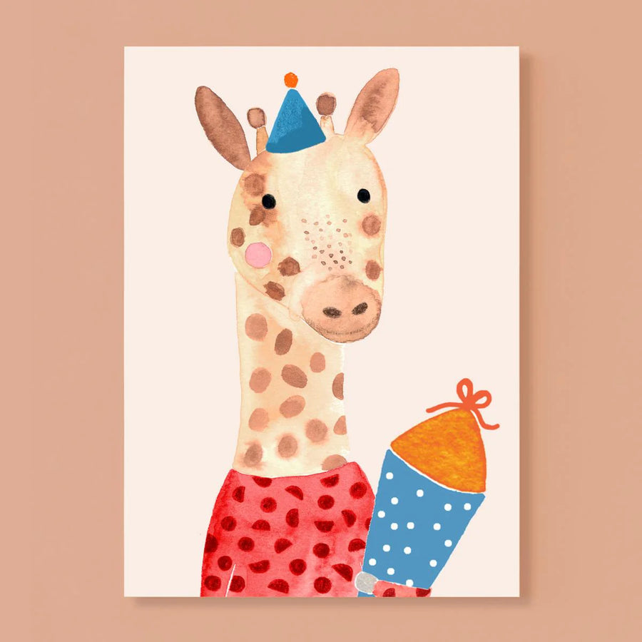 Postkarte *Einschulung* mit Giraffe