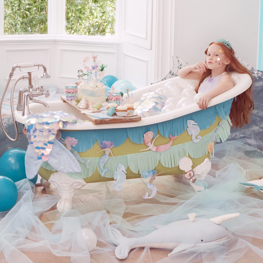 Meerjungfrauen Kindergeburtstag Partydeko Box für 8 Personen plus Spielideen