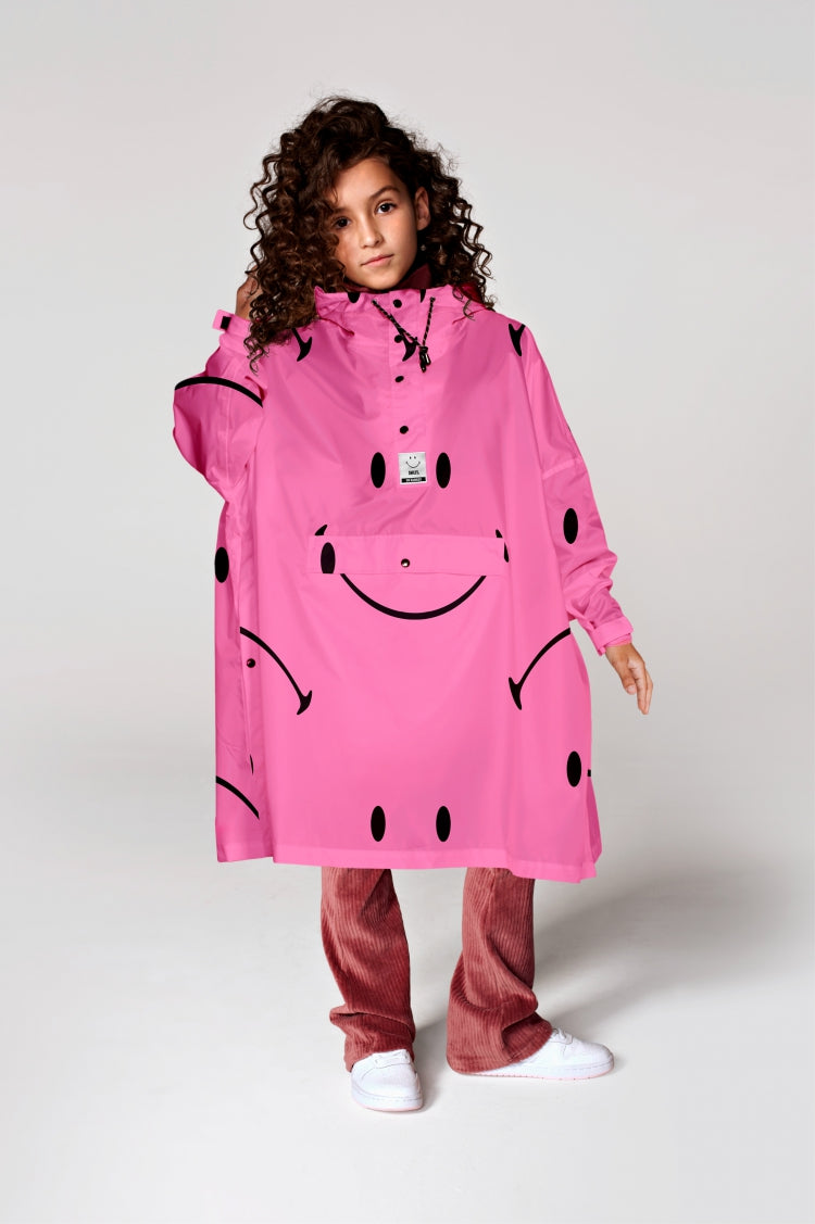 Rainkiss children's poncho Smile x Smiley Pink