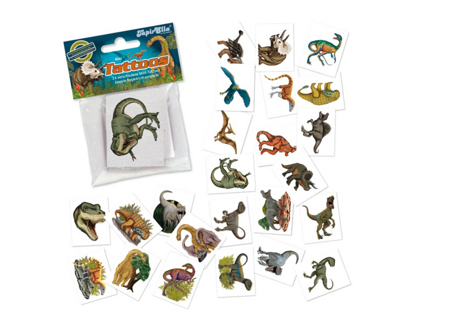 24 separate Kindertattoos Dinosaurier