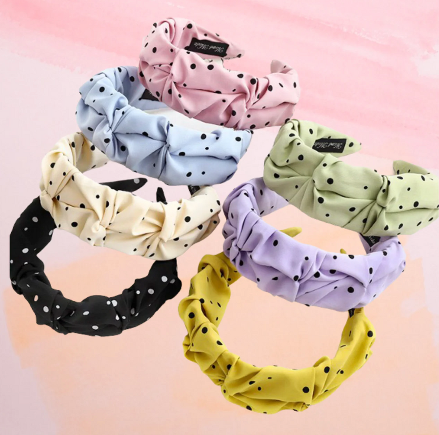 Handmade headbands with cute dots in different colors for children and adults