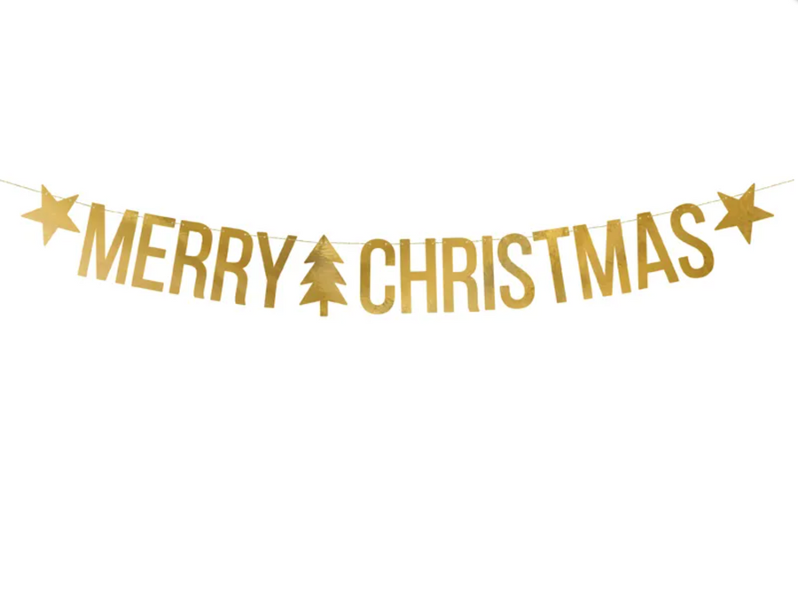 Merry Christmas garland in gold – 5x150cm 