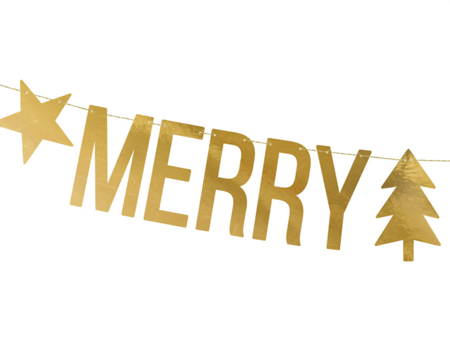 Merry Christmas garland in gold – 5x150cm 