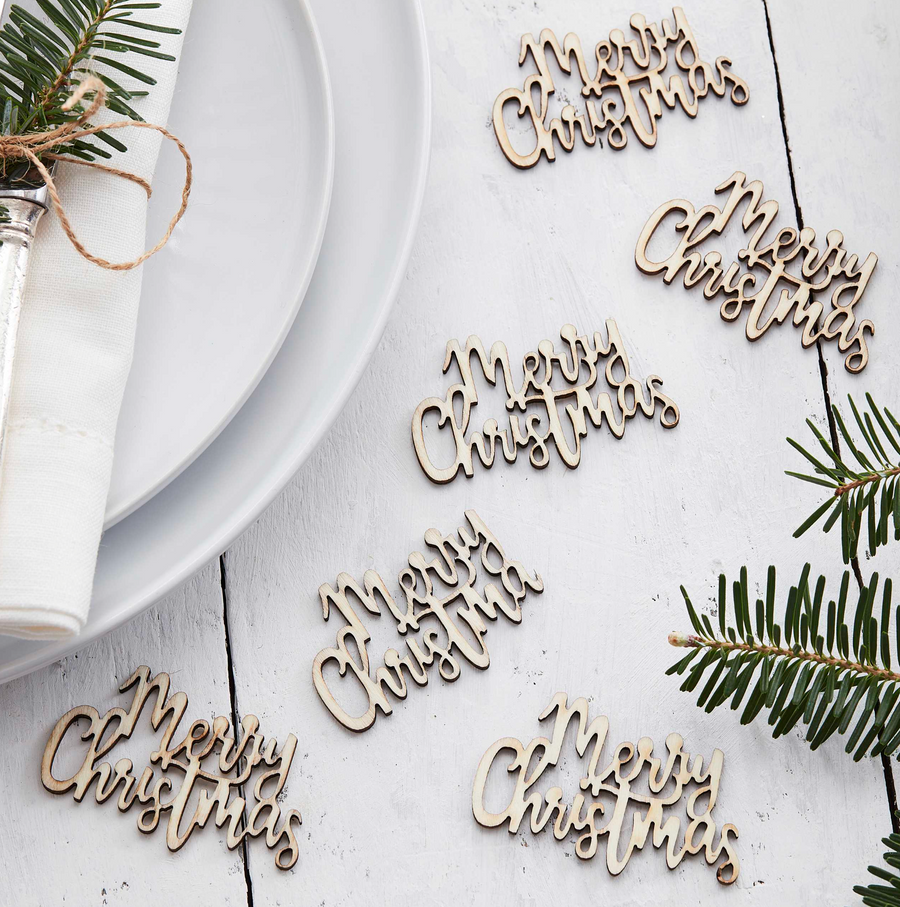 Wooden confetti for the Christmas table "Merry Christmas"