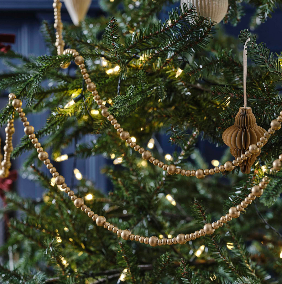 Holz-Girlande in Gold für den Weihnachtsbaum