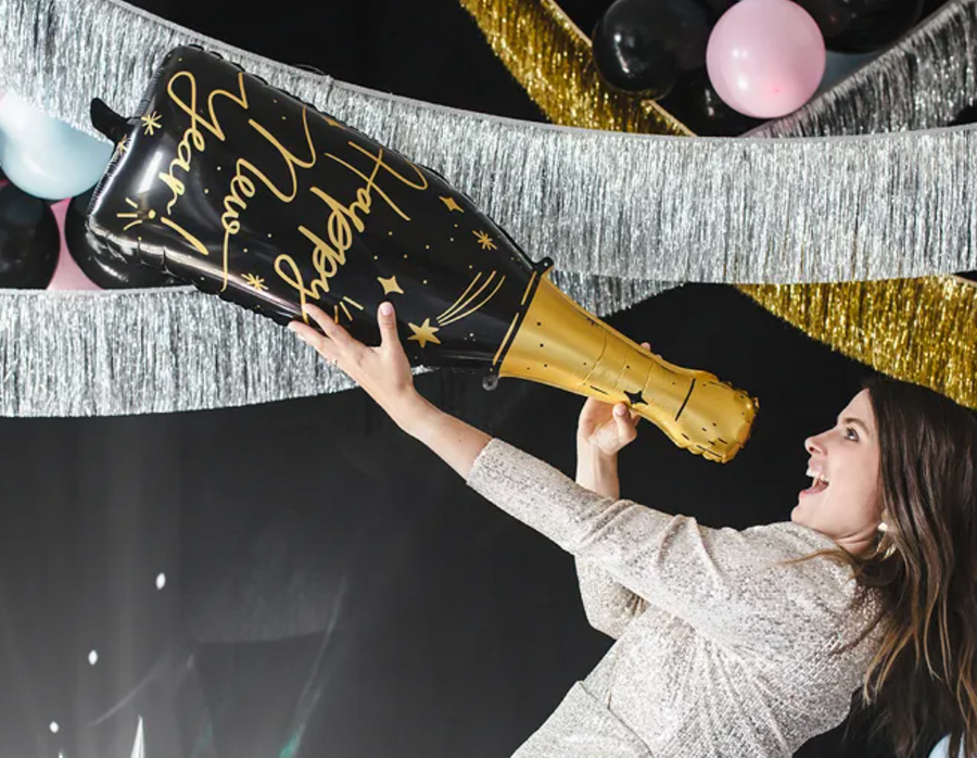 Folienballon Flasche Happy New Year, 39,5x98 cm