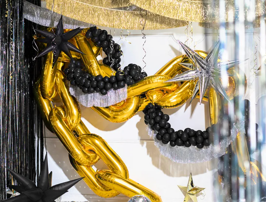 Foil balloon garland chain, gold 