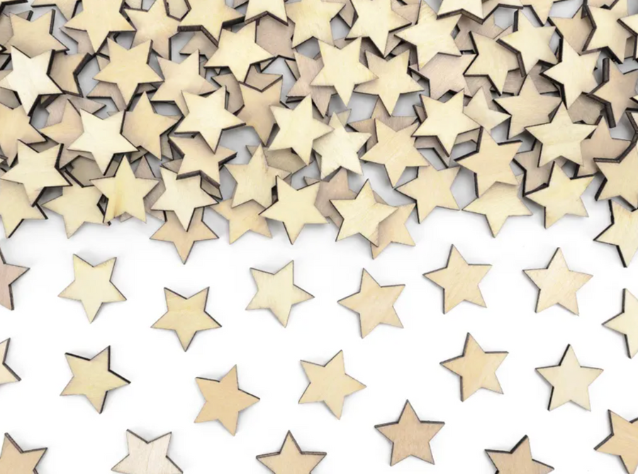 Wooden confetti stars, 2x2cm 