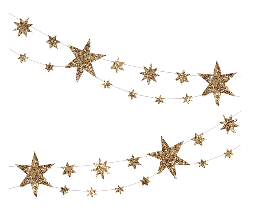 Meri Meri funkelnde Weihnachtsgirlande mit Sternenmotiven aus Eco-Glitzer