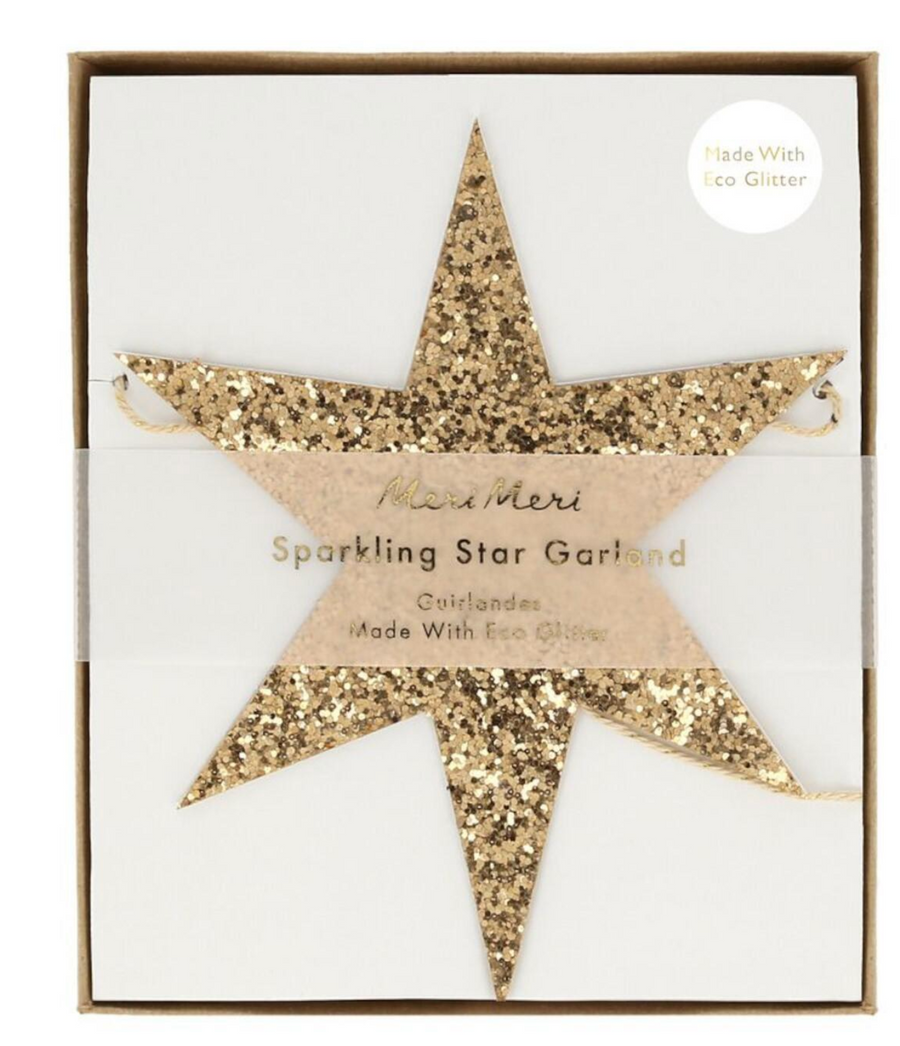 Meri Meri sparkling Christmas garland with star motifs made of eco-glitter
