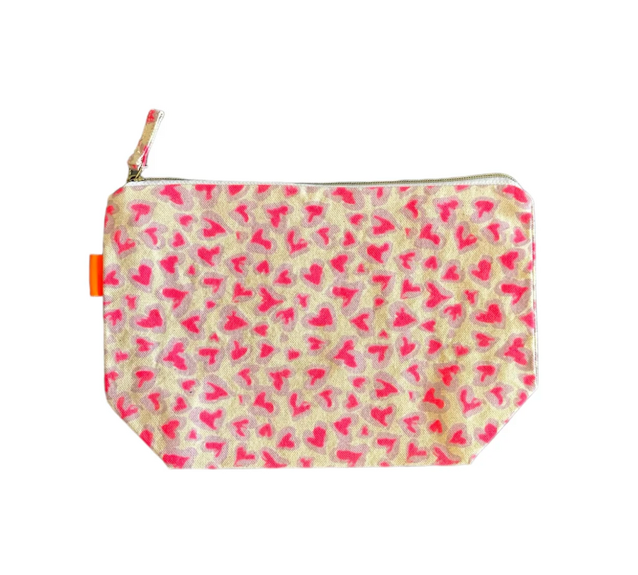 Kosmetiktasche von Rike Neon Pink Leo Hearts