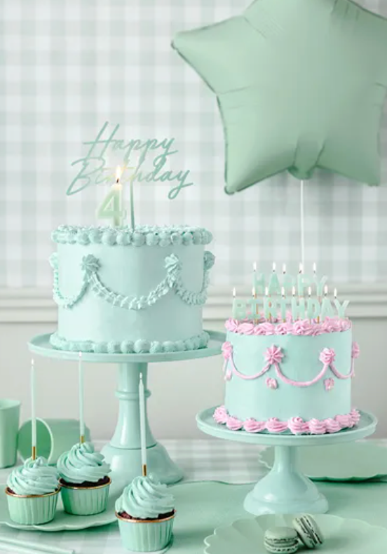 Geburtstagskertzen Set Mint, 12 Stück