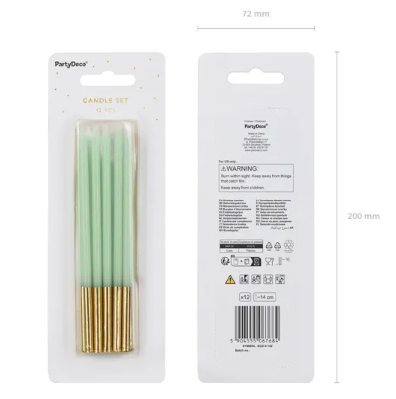 Geburtstagskertzen Set Mint, 12 Stück
