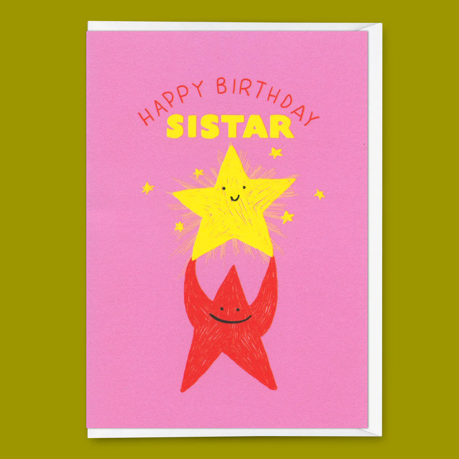 Klappkarte "Happy Birthday, sistar" | Schöne Klappkarte zum Geburtstag