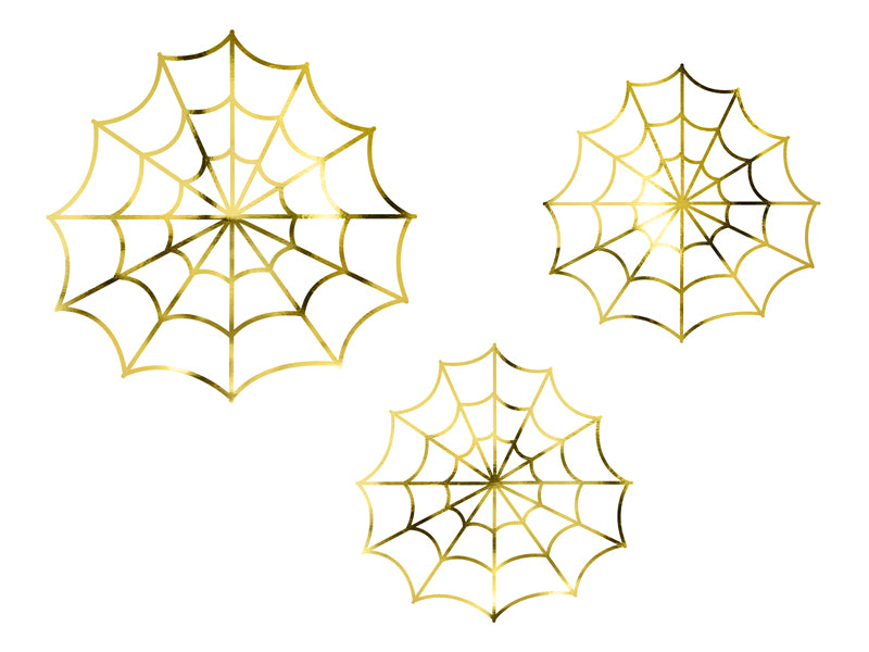 Papierdekoration - Spinnennetze, gold