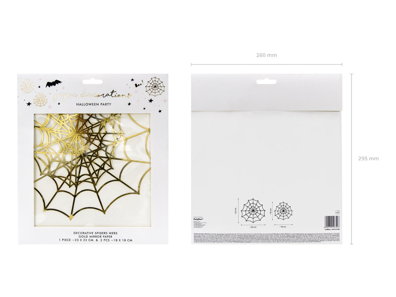 Paper decoration - spider webs, gold 