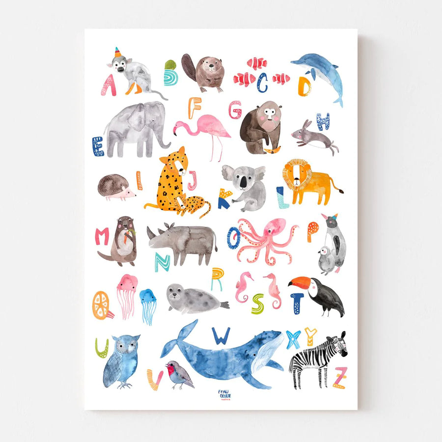 ABC poster *animals* pastel