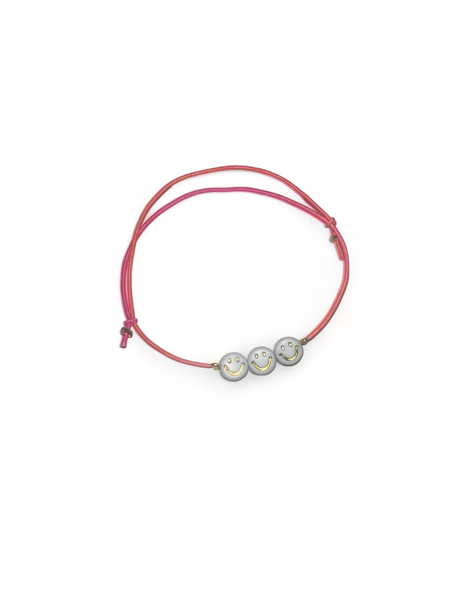 Armband Neon Rainbow Triple Smiley - größenverstellbar