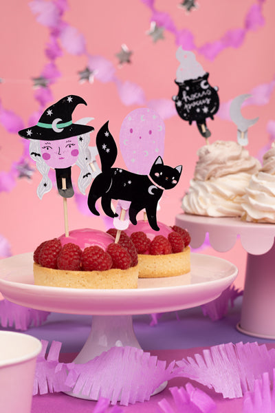 Cake Topper Happy Halloween – Dekorationen für Muffins Halloween, 14 cm, Mix
