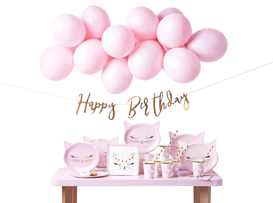 Kindergeburtstag Katzen Deko Set mit Girlande