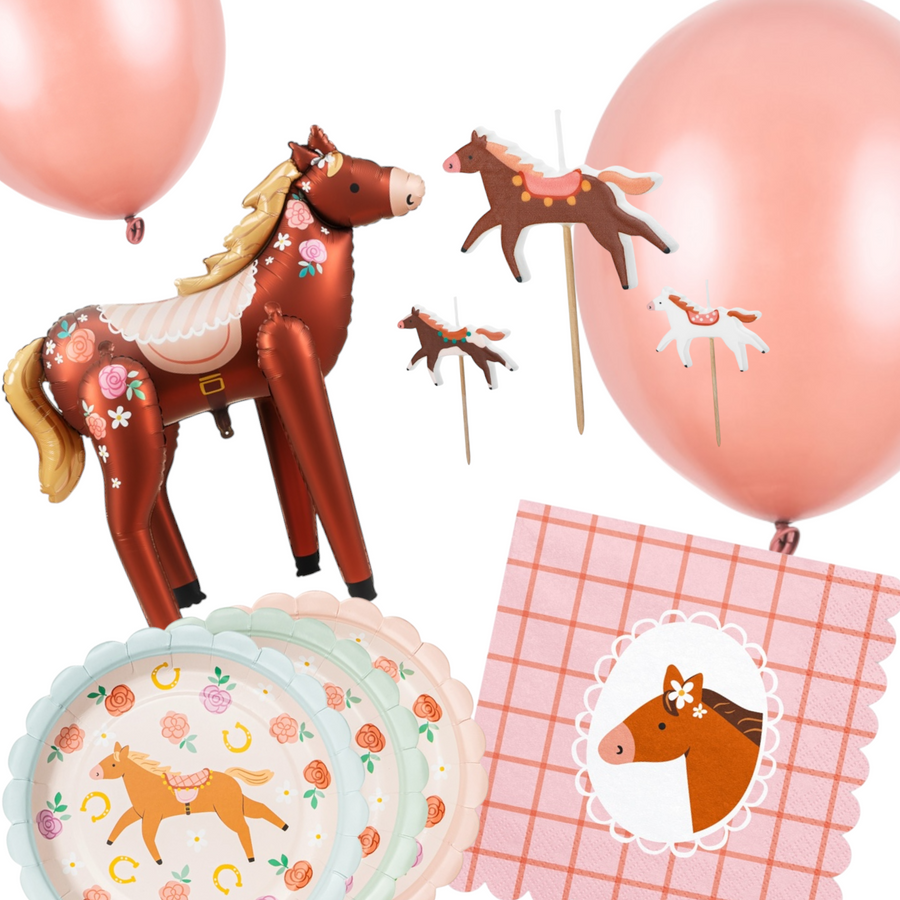 Kindergeburtstag Pferde Deko Set mit Pferdeballon