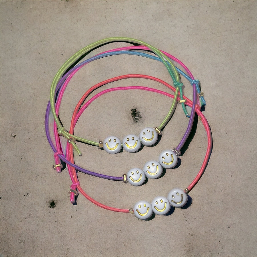 Armband Neon Rainbow Triple Smiley - größenverstellbar