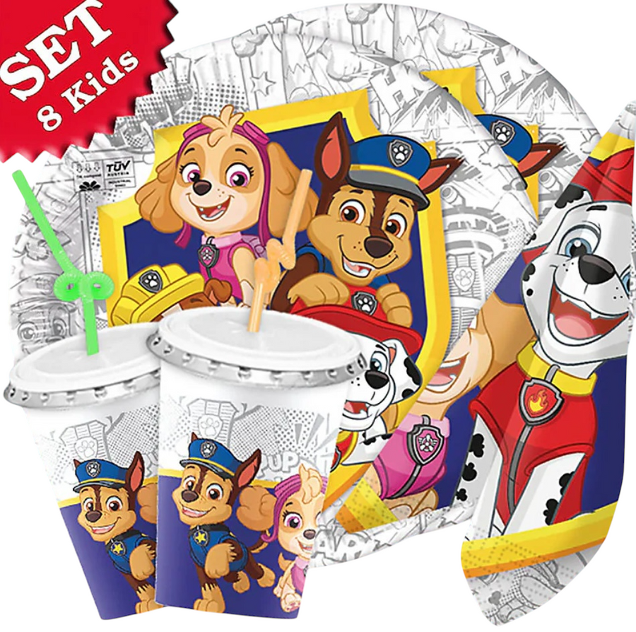 Hochwertiges & nachhaltiges Paw Patrol Party Set plus Geburtstagsgirlande Paw Patrol