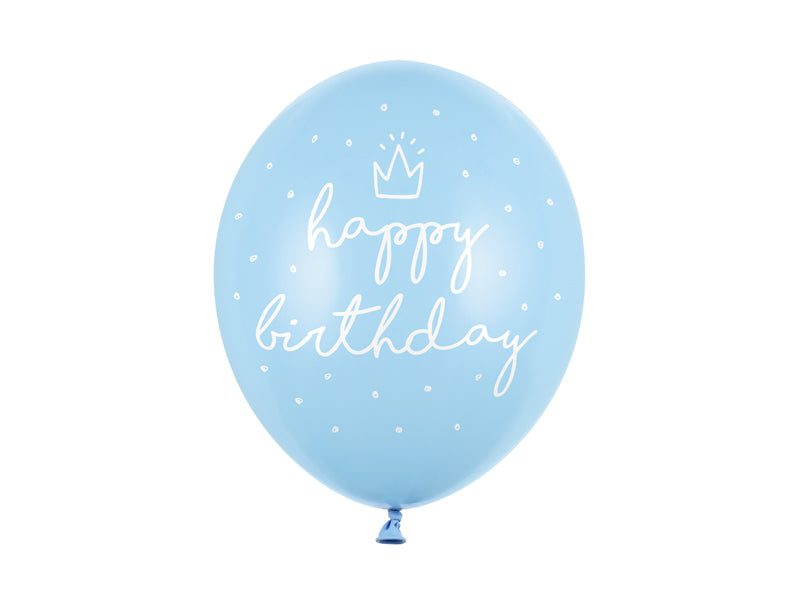 10-er Set Happy Birthday Latexballons Hellblau