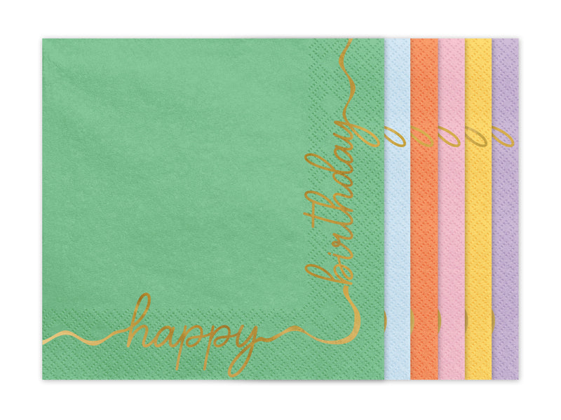 Servietten Happy Birthday Bunt Schreibschrift