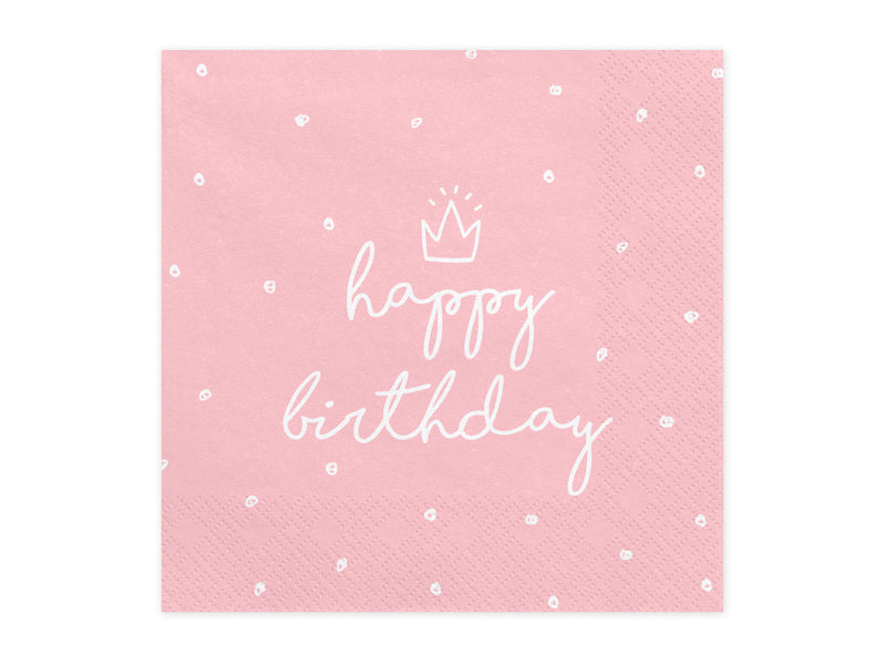 Happy Birthday Servietten Rosa mit Krönchen