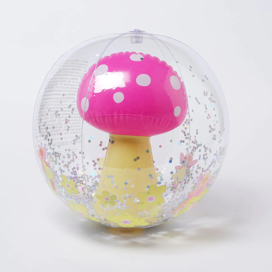 Aufblasbarer Wasserball mit 3D-Fliegenpilz, Glitzer und Feen