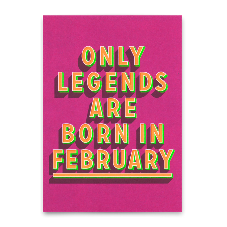 Postkarte "Legends February" | Coole Karte mit Spruch zum Geburtstag