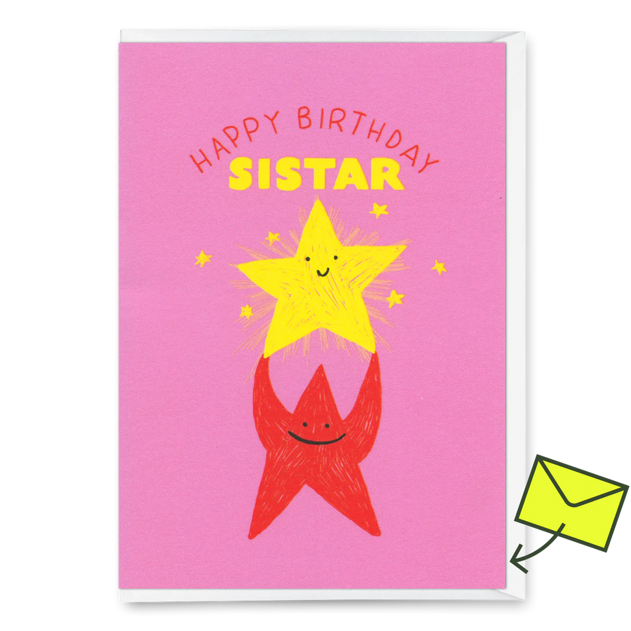 Klappkarte "Happy Birthday, sistar" | Schöne Klappkarte zum Geburtstag