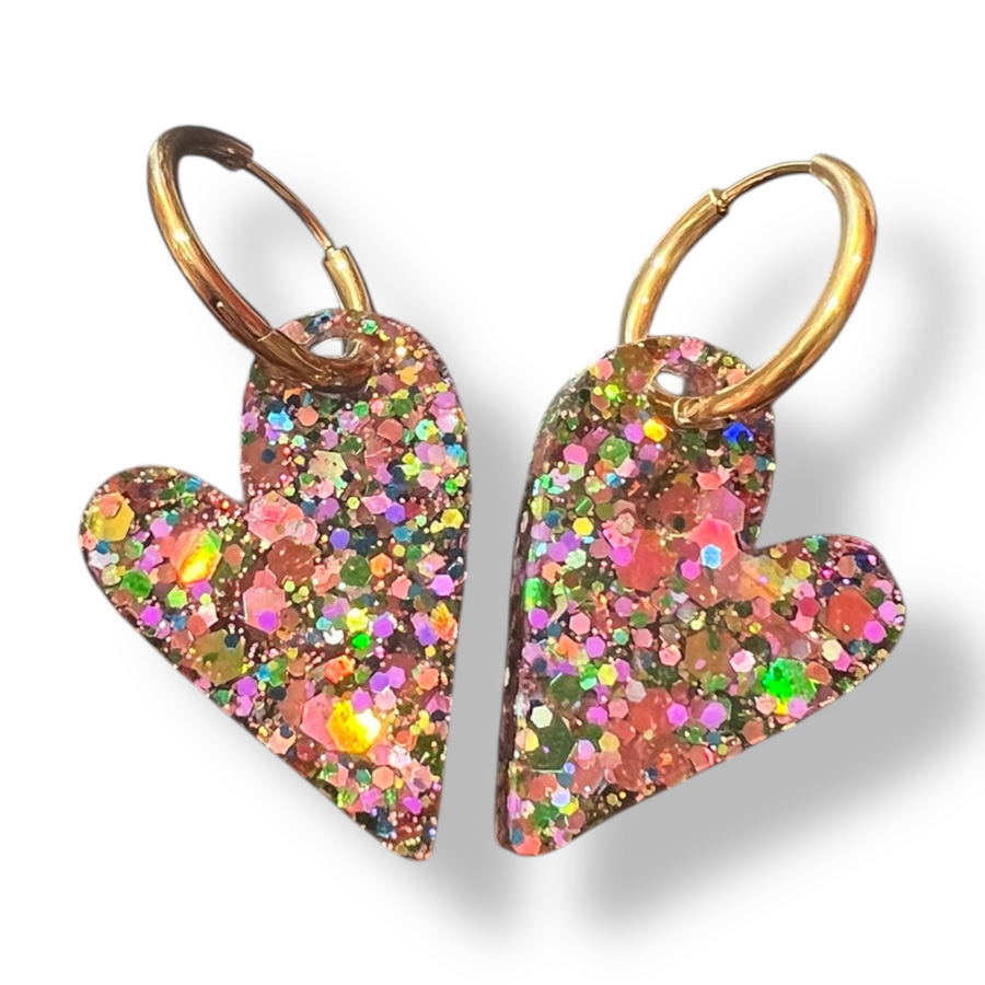 Heart to Heart Earrings Autumn Glitter