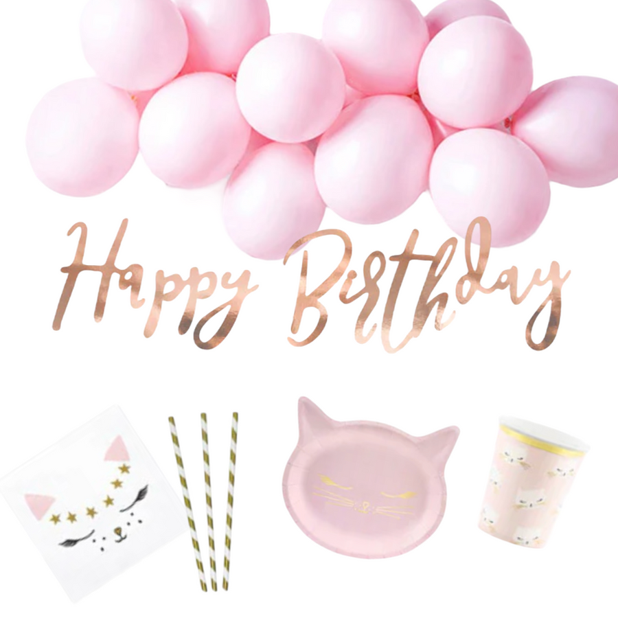 Katzenparty Kindergeburtstags Partyset für Mädchen