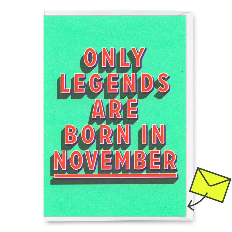 Klappkarte"Legends November" | Coole Klappkarte mit Spruch zum Geburtstag