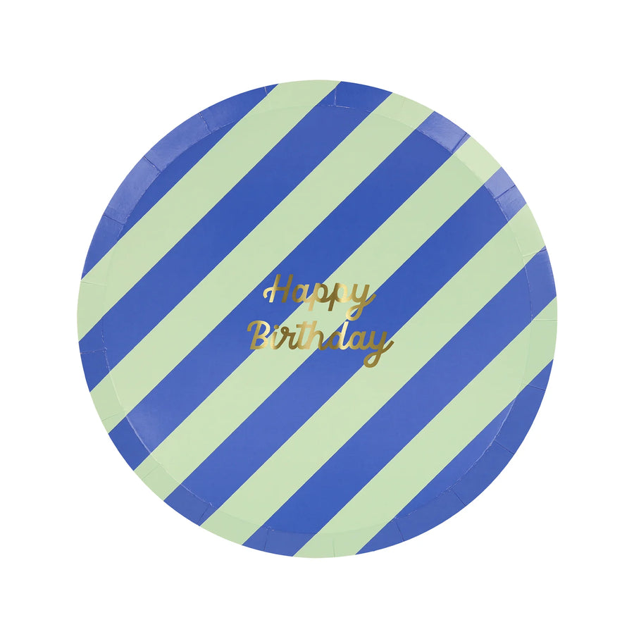 Meri Meri Stripe Happy Birthday Side Plates