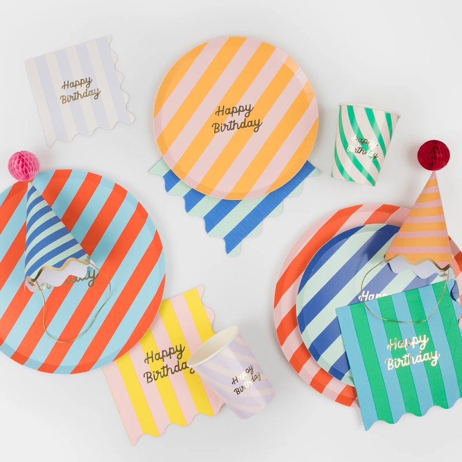 Meri Meri Stripe Happy Birthday Side Plates