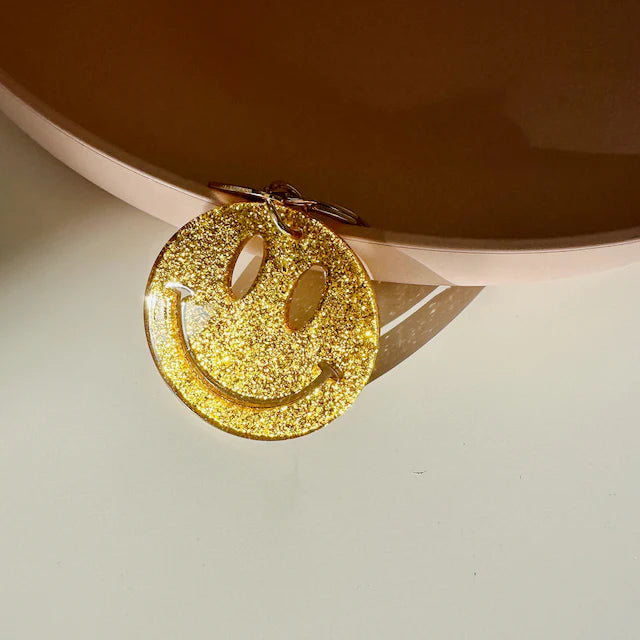 LouLoto Schlüsselanhänger Smiley Gold