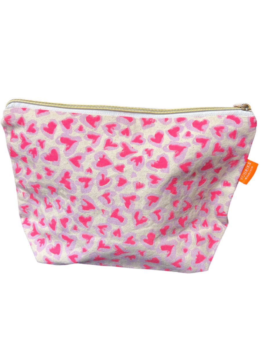 Kosmetiktasche von Rike Neon Pink Leo Hearts
