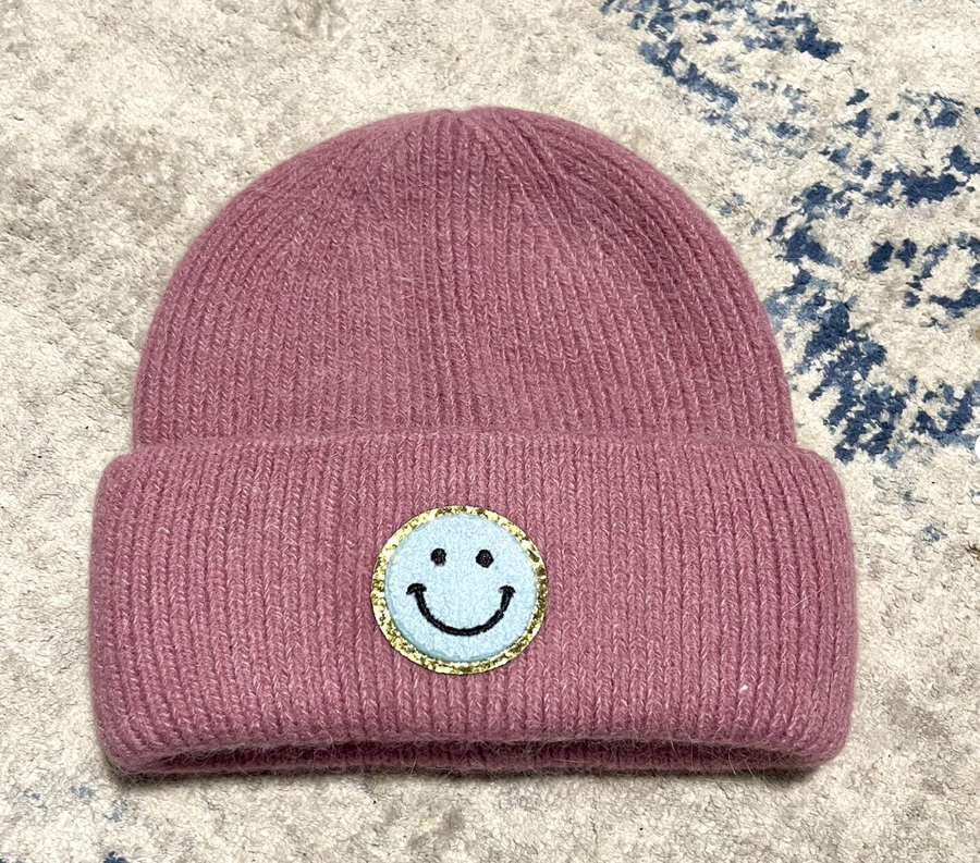 Kuschelige Mütze mit angesagtem Smiley - Happy Mütze für Erwachsene & Kids