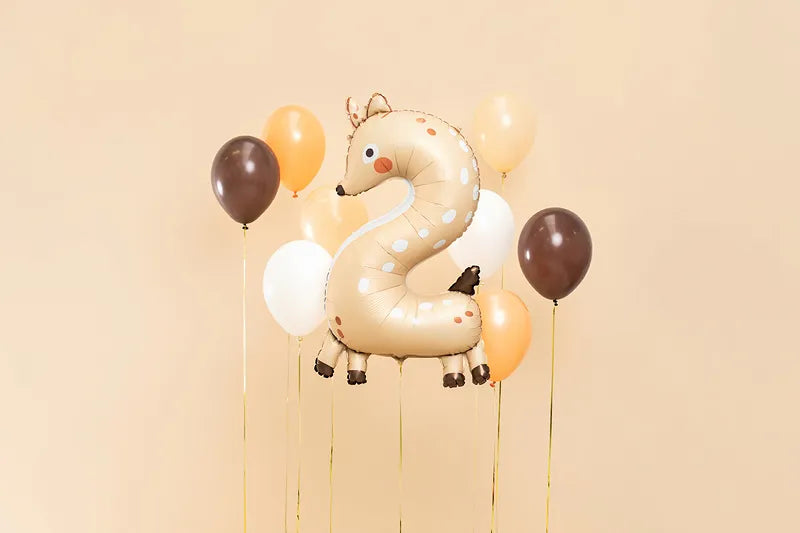 Folienballon Tier-Zahl zum 2. Geburtstag