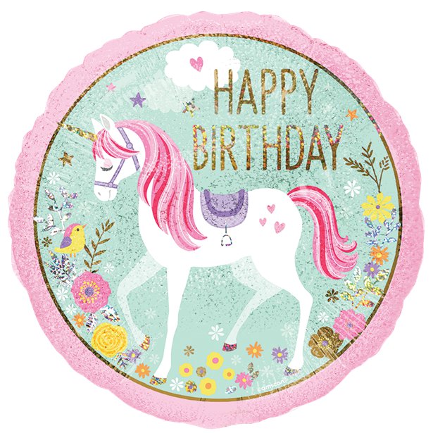 Happy Birthday Unicorn – set of 3 balloons filled with helium