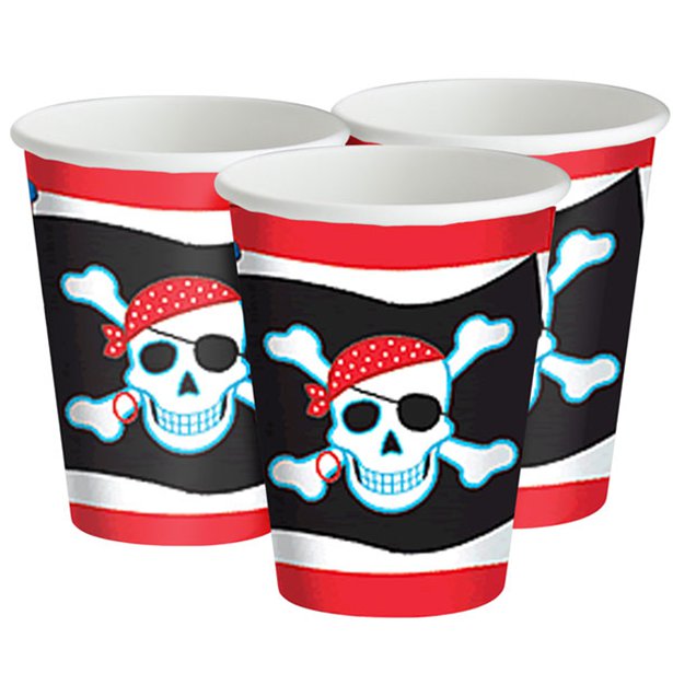 8 Piraten Party Cups