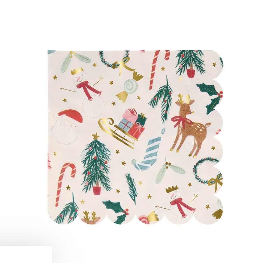 Meri Meri Large Christmas napkins with a festive motif
