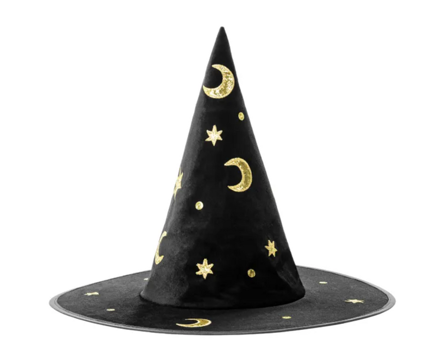 Witch hat for children with golden applications