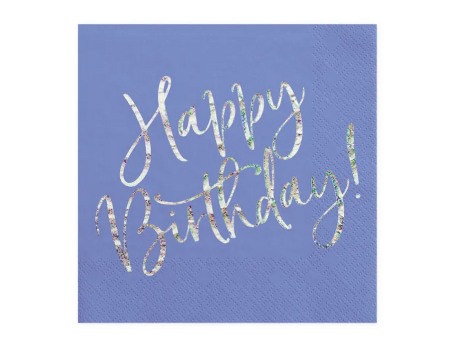 Napkins Happy Birthday glittery &amp; blue 