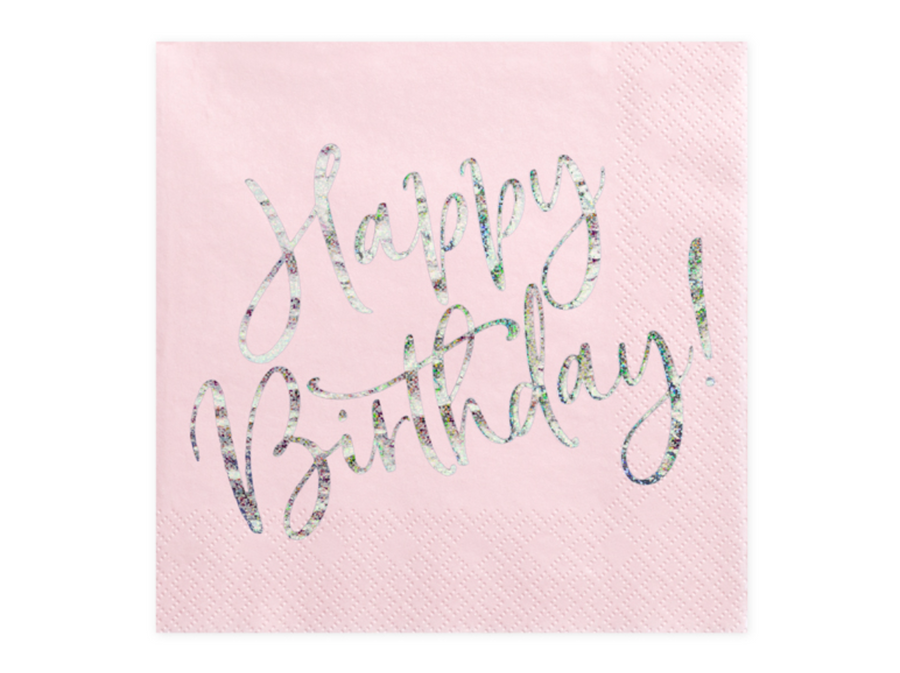 Napkins Happy Birthday glittery &amp; pink