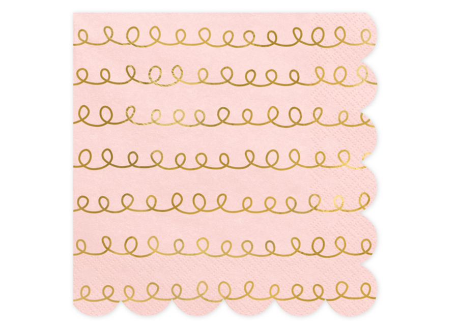 Patterned Napkins Powder Pink with Gold Swirl 